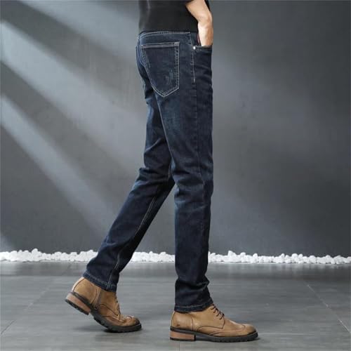 Men's Stretch Jeans Straight Fit Denim Pants Business Casual Classic Work Trousers Comfortable Cowboy Pants4