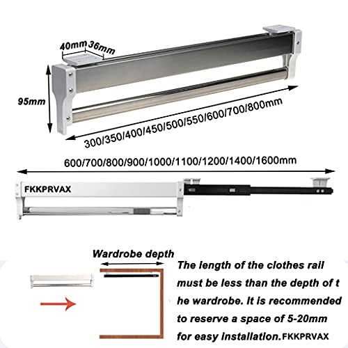 Tringle à vêtements extensible réglable en acier durable 30-80cm - 3