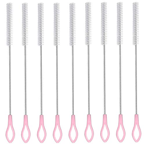 Straw Brush, Nylon Pipe Tube Cleaner 7.5-ihch X 1/3-inch Set of 10 (Pink)