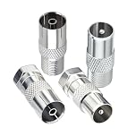 Wzhiy 4-Pack F Type to Coax Adapter Kit for Antenna,Satellite,TV Aerial Connectors,Male & Female TV Aerial Adapter for Antenna，HDTV, DVR,Satellite, Router, Modem, Audio/Video Equipment