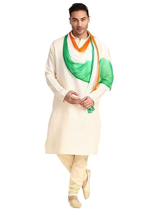 Image of men's Tie-Dye Chiffon Fabric Dupatta tricolour Tiranga chunni 2.25 mtr (REPUBLIC,INDEPENDENCE DAY SPECIAL) (PACK 1)