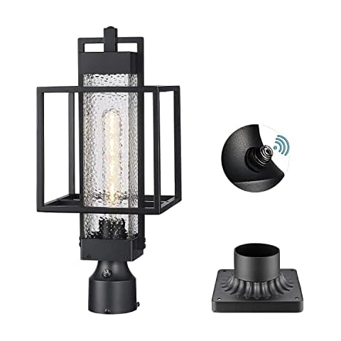 Osimir Dusk to Dawn Outdoor Post Lights, Large Exterior Lamp Post Light Fixture with Pier Mount Base, Black Cast Aluminum, OS-3008 Cover