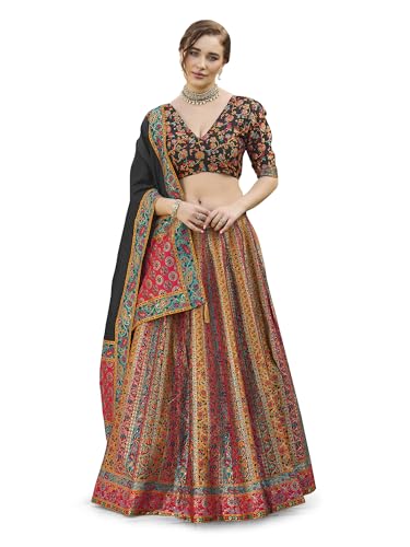 Image of PURVAJA Women's Jacquard Semi-Stitched Lehenga choli