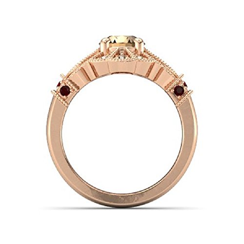 18K Rose Gold Over .925 Saterling Silver Smoky Quartz Princess Pocahontas Engagement Ring for Women's3