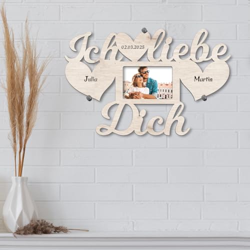 Namofactur personalisierter LED-Bilderrahmen aus Holz mit Gravur