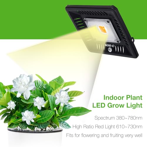 Image of Waterproof 100W LED Grow Light Full Spectrum, CFGROW 3500K White COB LED Grow Light, Natural Heat Dissipation Without Noise, Suitable for Plants All Growing Stage Indoor or Outdoor.