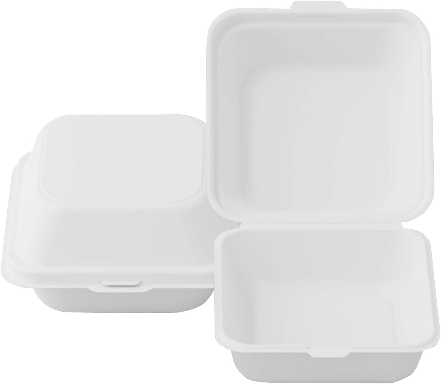 We Can Source It Ltd – Bagasse Clamshell Burger Boxes 6 Inch – Strong Food Containers for Hot and Cold Burgers – Secure Lid for Takeaway, Cafes, Delivery – Easy to Store and Transport - Pack of 200