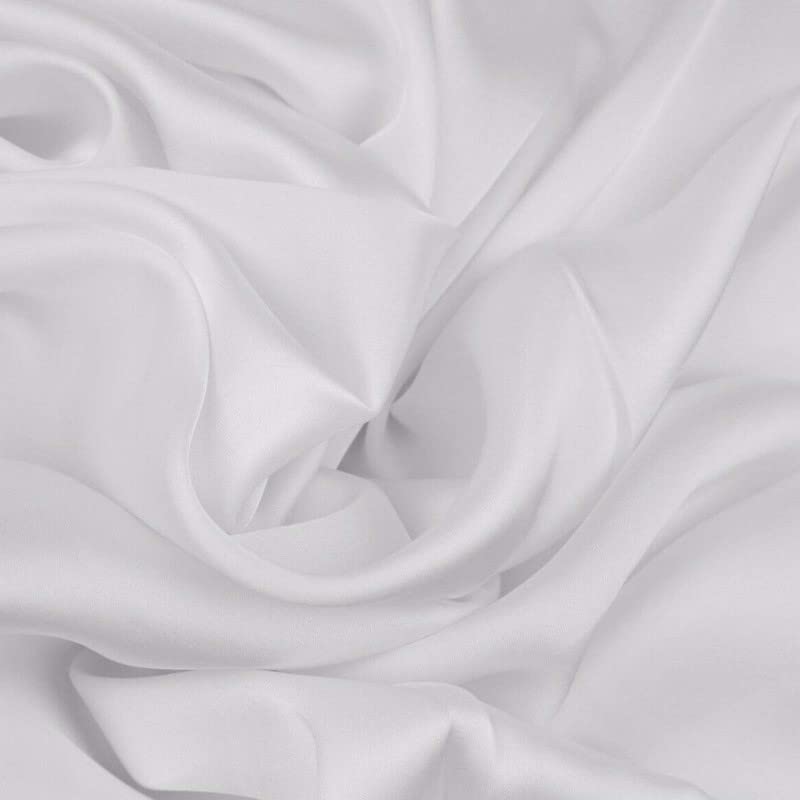 Fine Silky Soft Sateen Satin Georgette Dress Fabric Draping Lining - 45 Colours (1 Metre, White 3044)