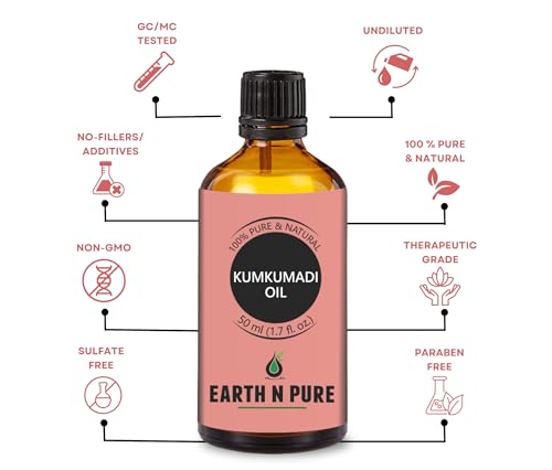 Image of Earth N Pure Kumkumadi Oil for Face Glow & Skin Care - 100% Pure Oil for Even Skin Tone & Radiant Skin - Ayurvedic Kumkumadi Tailam - 50ml