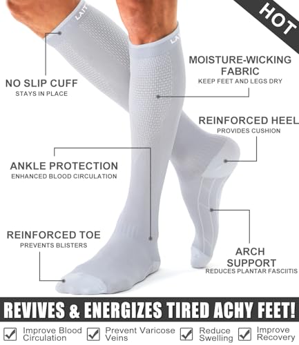 Image of Laite Hebe 3 Pack Medical Compression Sock-Compression Sock For Women and Men Circulation -Best for Running,Nursing,Athletic Sports