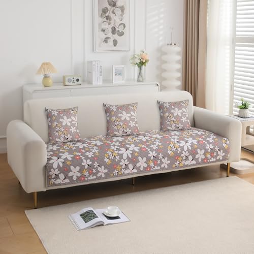Image of HOKIPO Printed Cushion Cover 16x16 in, Pastel Brown Sandwort Flower