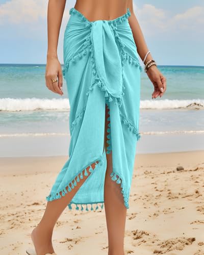 Image of Eicolorte Sarong Cover Up Womens Beach Cover Up Bikini Bathing Suit Swimsuit Swimwear Coverup Sarong Pareo Wraps for Women