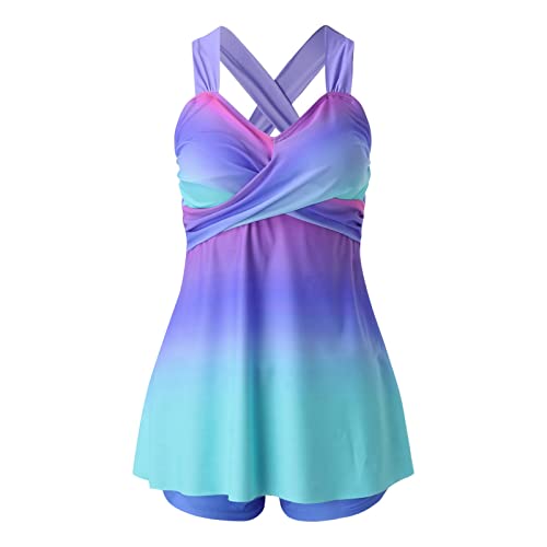 Tankini Swim Suits for Women 2024 Tummy Contro1 High Waisted Bathing Suits with Shorts Plus Size 2 Piece Tankinis Swimwear3