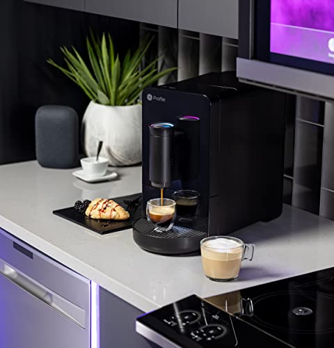 Image of GE Profile Automatic Espresso Machine | Brew in Less Than 90 Seconds | 20 Bar Pump Pressure for Balanced Extraction | Five Adjustable Grind Size Levels | WiFi Connected for Drink Customization | Black