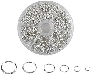smatime 690 Pcs Split Rings with Box, Round Metal Split Key Rings Double Loop Jump Rings Open Loop Rings Assorted for Dog Pet Collar DIY Tag Jewelry Car Key Organization-4/5/6/8/10/12mm (Silver)
