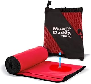 Mud Daddy - Super Absorbent Specially Designed Microfibre Towel, Suitable for all Breeds of Dogs, Fast Drying Soft Fabric, No Irritation to Skin - Red