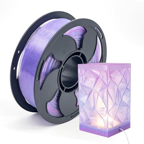1.75mm PLA Filaments Gradient Rainbow Translucent Dreamy Crystal with Glitter for 3D Printer, 1kg (2.2lbs) Spool Neatly Wound 3D Printing PLA Filament Rod Fit Most FDM Printer and AMS