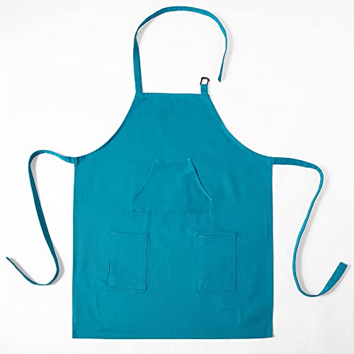 Image of HPD Half Price Drapes Aprons for Men Women with Large Pockets Adjustable Unisex PRTW-S02-AP Solid Cotton, 27 X 34 Inch, Capri Teal