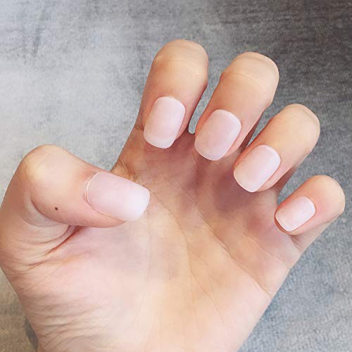 Morily 24pcs Fake Nails Ivory Matte Short Square Press on Nail False Tips Artificial Finger Manicure for Women and Girls