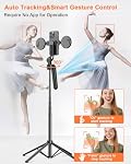 Yeaki 71” Auto Face Tracking Tripod for iPhone with Light,360° Rotating Phone Stand with Rechargeable Remote Control for TikTok Vlog Video Recording, Phone Tripod for Android Camera/GoPro/Ring Light
