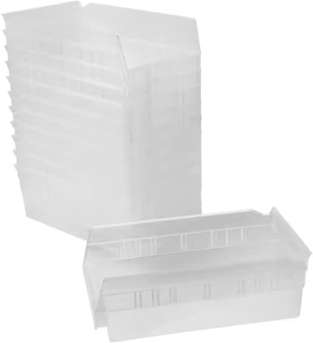 Clear Plastic Stackable Shelf Bins (12-Pack) EU68877