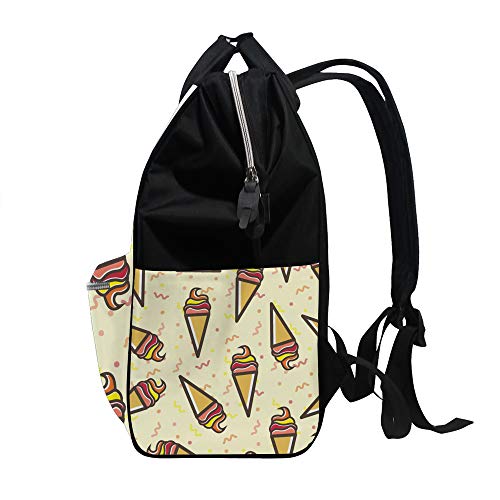 Sac à dos multifonction maman Ruchen imprimé crème glacée de 39 cm