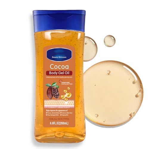 Soleneva Cocoa Body Oil Gel zur Körperpflege - Cocoa Butter Body Lotion - Körpergel-Öl für sehr Trockene Haut - Körper-Feuchtigkeitspflege mit Kakaobutter - Skin Care für Gesicht & Körper (Kakao, 200)