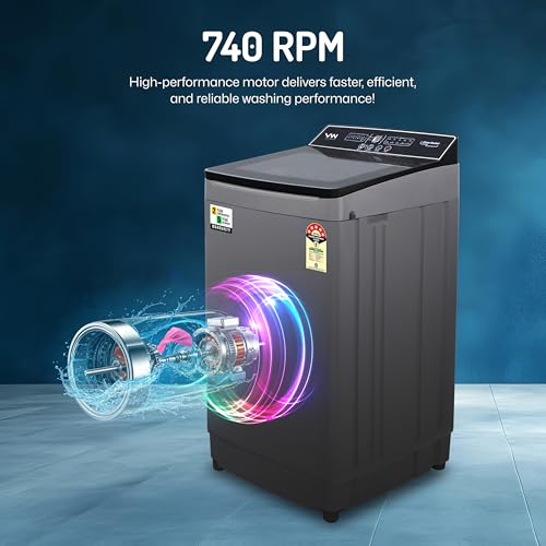 Image of VW V9 UltraSpin 9 Kg 5 Star Fully-Automatic Top Loading Washing Machine (Grey)