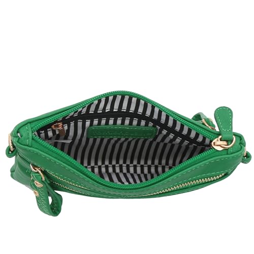 Image of FashionPuzzle Multi Zipper Pocket Small Wristlet Crossbody Bag