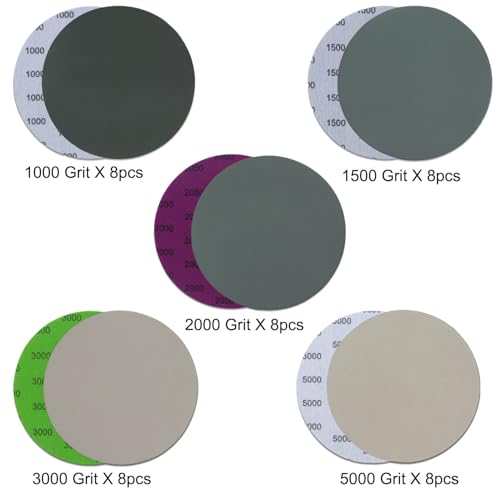 image for POLIWELL 6 Inch (150mm) Wet Dry Sanding Discs Assorted Grit 1000/1500/
