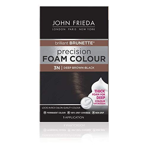 John Frieda Precision Foam Colour, Deep Brown Black 3N, Full-Coverage Hair Color Kit, With Thick Foam For Deep Color Saturation #TOP10