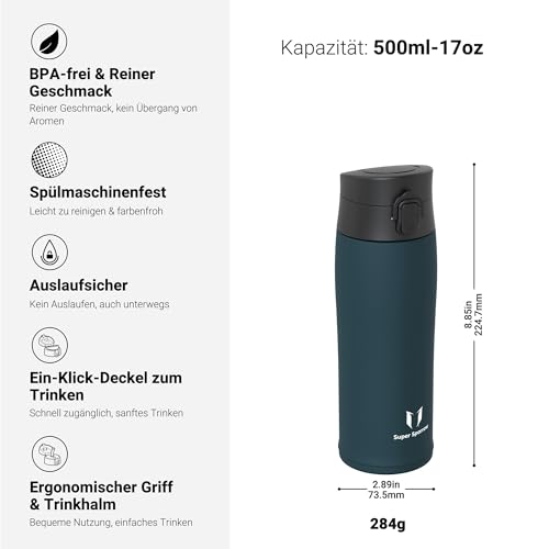 Sparrow Edelstahl Trinkflasche kinder 500ml - Thermosflasche - 2 Deckel – Ansicht 3
