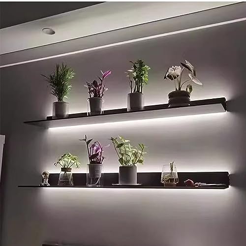 Étagère murale lumineuse haut de gamme noire 80 cm avec éclairage LED intégré
