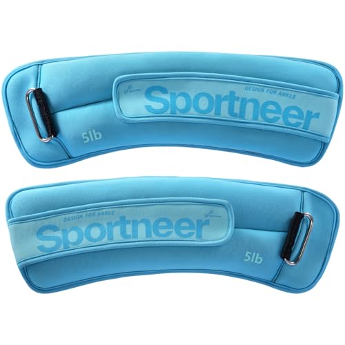 Sportneer Ankle Weights 1 Pair Wrist Leg Arm Weights (Blue, 5 lbs x 2)