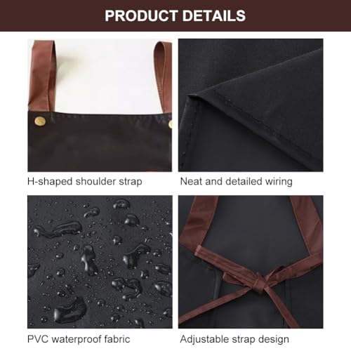 Miniatura 3 de Delantal Impermeable Ajustable Para Cocina Y Parrilla - Para Hombre Y Mujer, Chef Profesional - Estilo De Espalda H