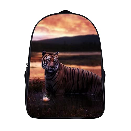 Sac à dos scolaire léger avec motif tigre imprimé et bretelles confort