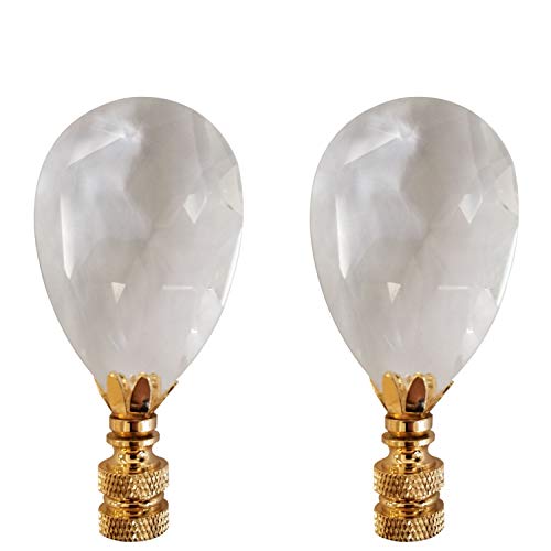 Image of Royal Designs, Inc. Large Diamond Swiss Cut Clear K9 Crystal 3.25 inch Lamp Finial for Lamp Shade, Polished Brass Base, Set of 2 (CCF-2006L-PB-2)