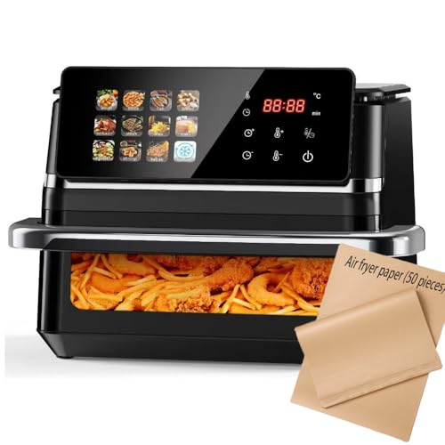 12-in-1 airfryer/12L Große Kapazität heißluftfritteuse,Fritteuse 80 Prozent weniger Fett, 12 Programmen,Digitales LED-Display,mit wenig Öl, antihaftbeschichtet, spülmaschinenfester Korb