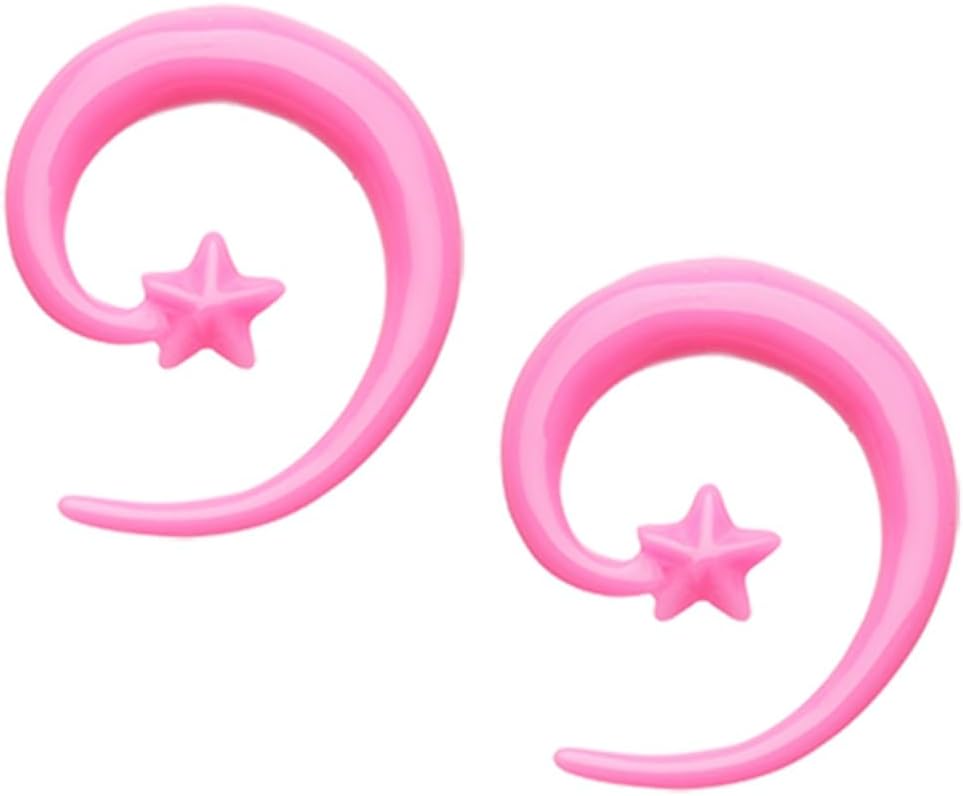 Pierced Owl Acrylic Star Ends Spiral Hanging Tapers, Sold as a Pair
