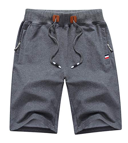 MO GOOD Mens Casual Shorts Workout Fashion Comfy Shorts Breathable Big and Tall Shorts (D-Grey, US (32-33))