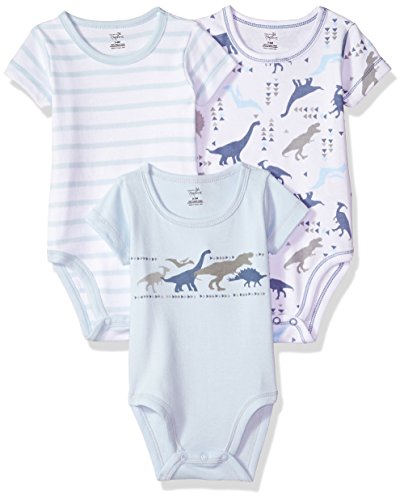 Touched by Nature Unisex Baby Organic Cotton Bodysuits, Dino, 0-3 Months