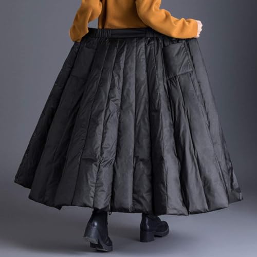 Women's Winter Insulated Long Down Skirts Elastic Waist Puffer Padded Windproof A-Line Maxi Skirts3