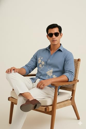 Image of Lymio Men Shirt | Premium Embroidered Shirt for Men | Long Sleeve Slim Fit Casual Shirts for Men | Trendy Wedding & Festive Ready (Packs Also Available) (01-04)