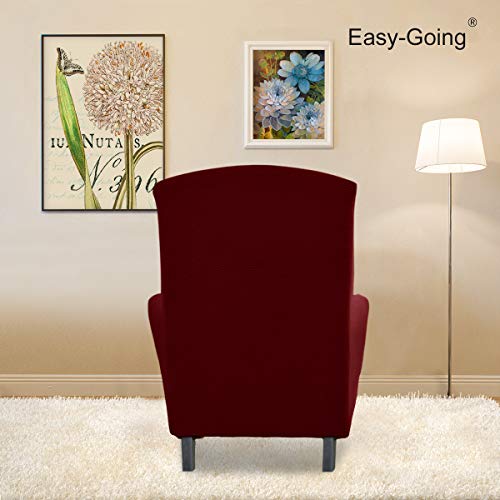 Image of Easy-Going Stretch Wingback Chair Sofa Slipcover Wine