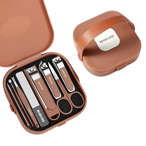 8-In-1 Nail Clipper Set Professional Manicure And Pedicure Kit For Men Women Includes Nail Cutter Tweezers Earpick Scissors And Multi-Tool With Compact Travel Case For Home (Brown)-picture-25