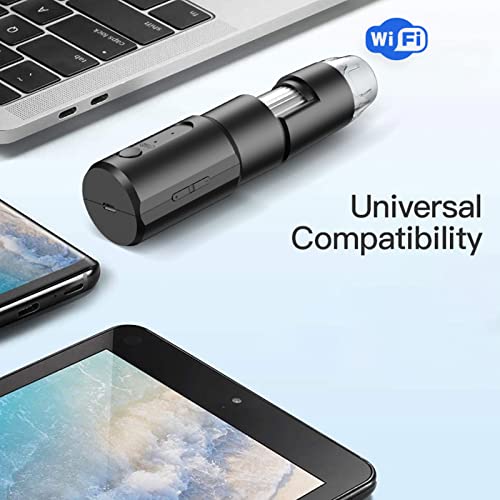 Bezprzewodowy Mikroskop Cyfrowy, Mini Mikroskop Ręczny Połączenie WiFi USB Mikroskop z Powiększeniem 50X do 1000X ze Stojakiem, 8 Diod LED Regulowana jasność, do Telefonów