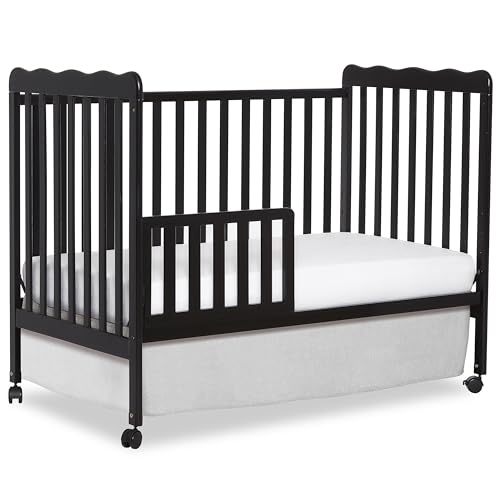 Image of Dream On Me Toddler Guard Rail for Convertible Crib, Solid Wood Bed Rail for Toddler Bed Conversion, Black