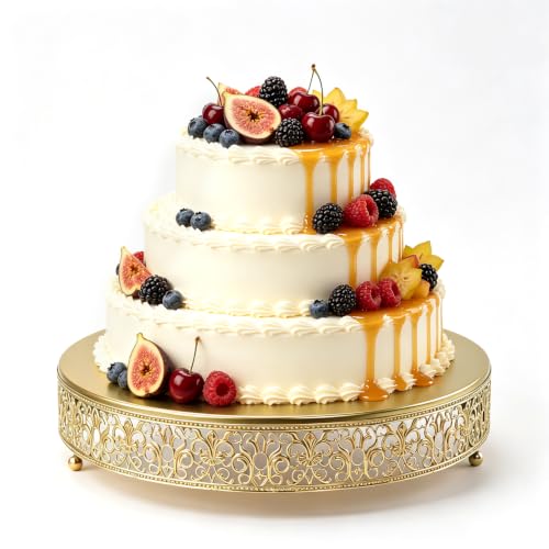 FEICTPOX 14 Inch Luxury Gold Cake Stand, Round...