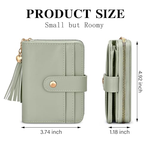 Image of oscaurt Wallet Women Small RFID Blocking Bifold Credit Card Wallets with ID Window and Tassel Zipper Coin Pocket Ladies Wallet