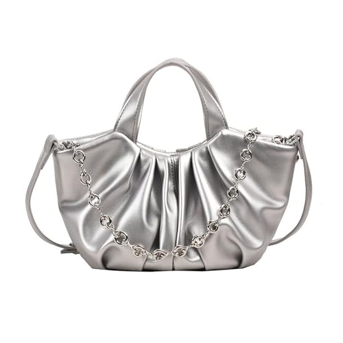 Sac seau polyvalent pour fille et femmes - Sac fourre-tout mode en PU plissé à bandoulière